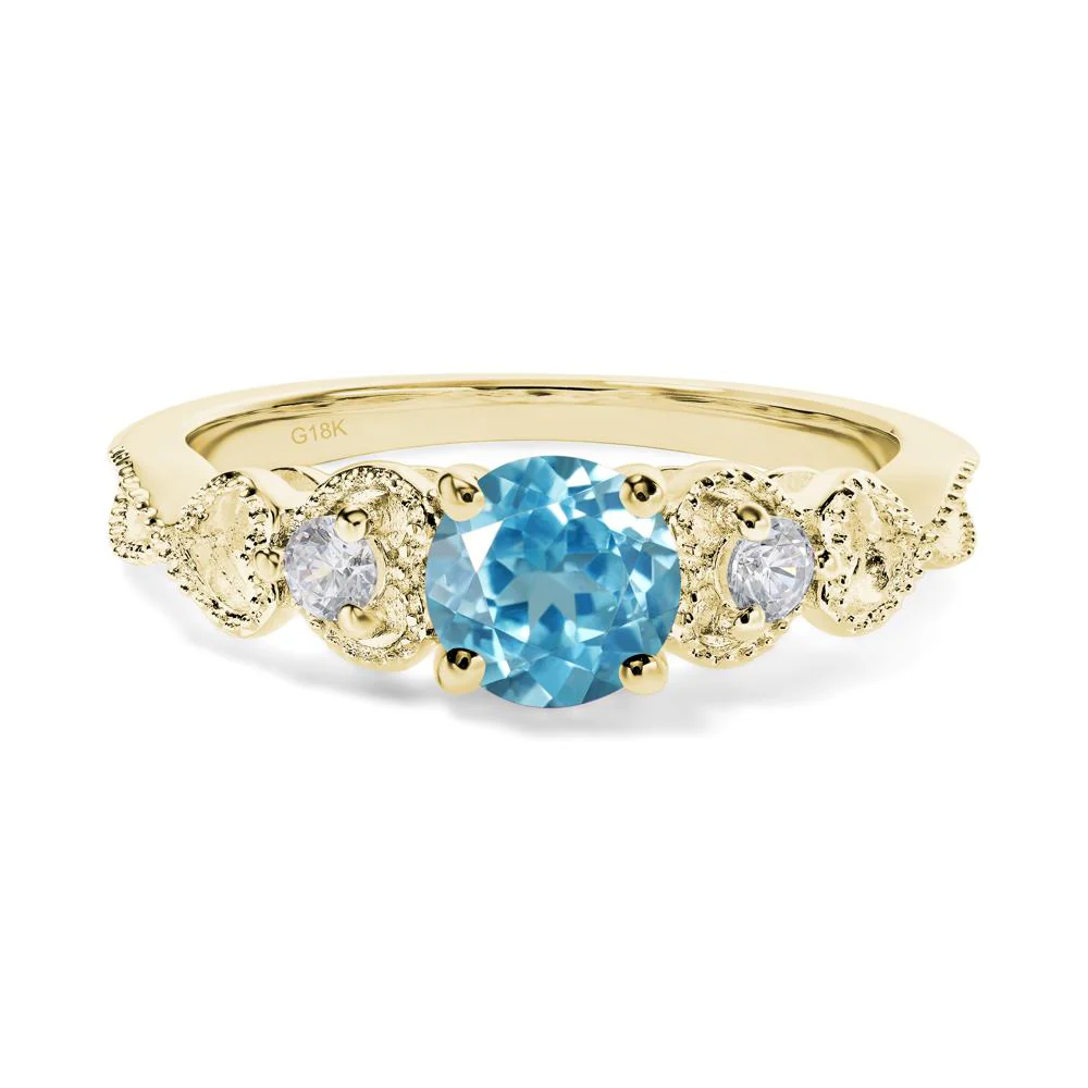 Swiss Blue Topaz Vintage Style Engagement Ring - Image 8