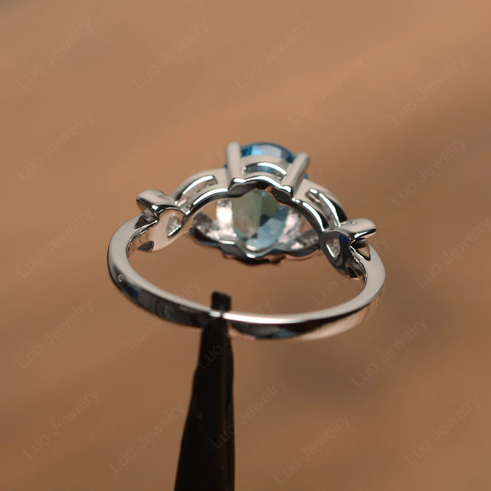 Swiss Blue Topaz Butterfly Promise Ring - Image 3