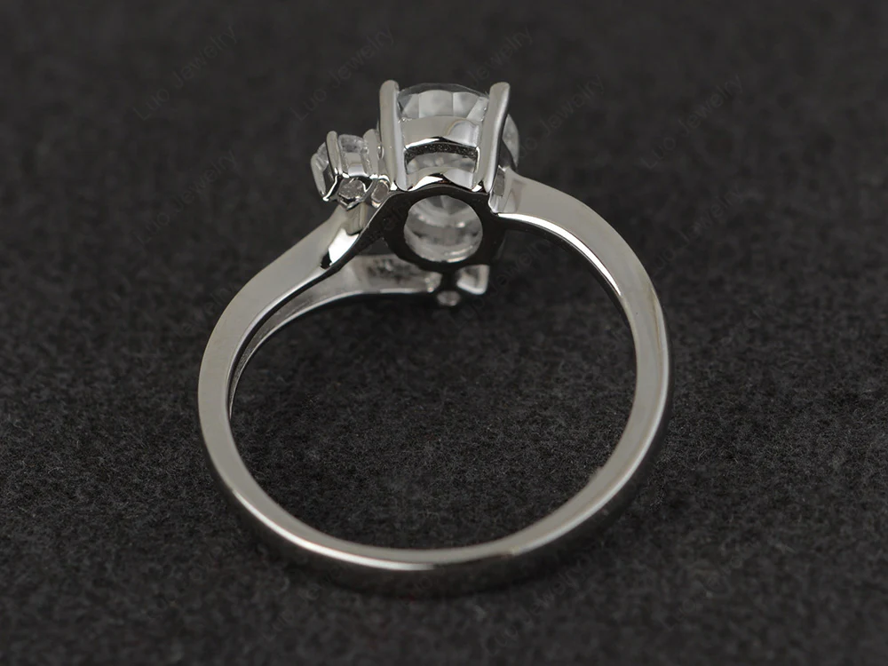 White Topaz Asymmetrical Engagement Ring - Image 3