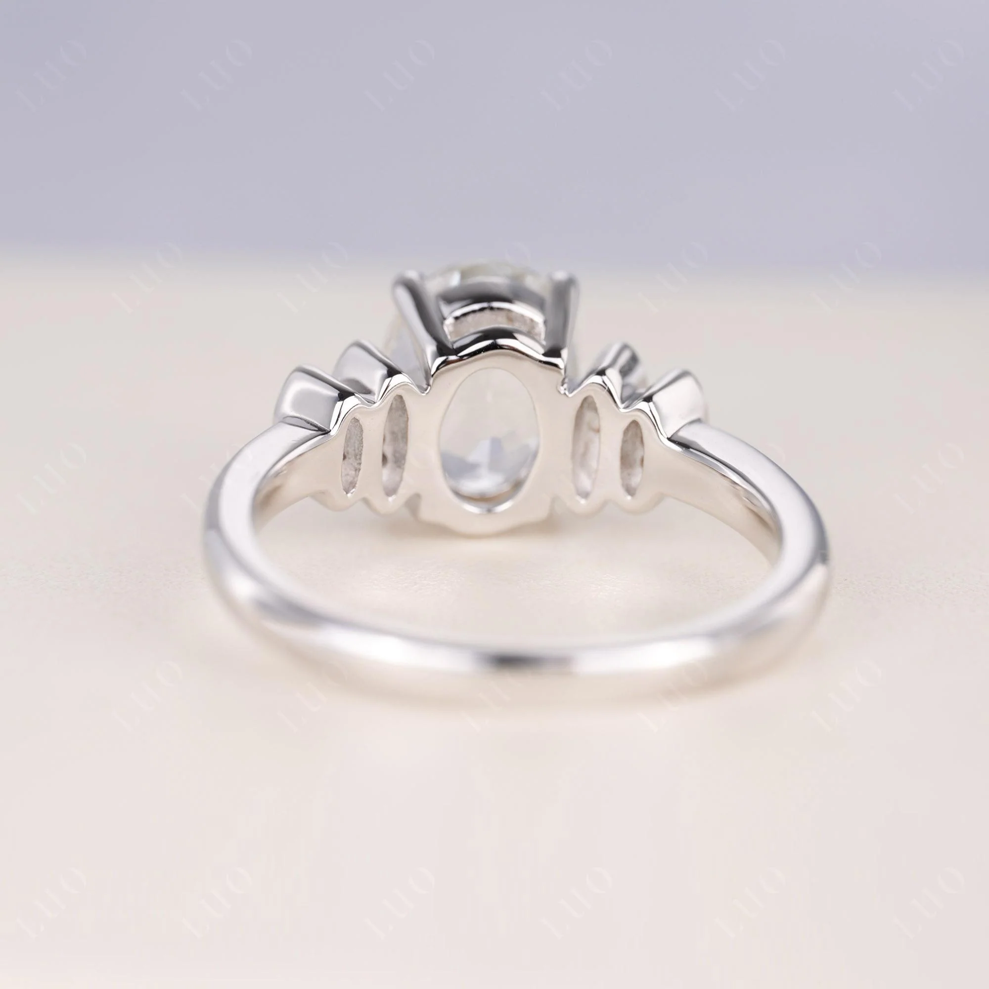 Oval Cut Simple White Topaz Engagement Ring - Image 3
