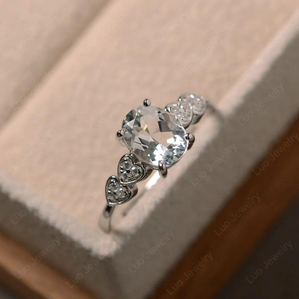 Heart Deco White Topaz Engagement Ring - Image 2