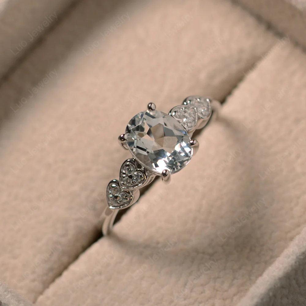 Heart Deco White Topaz Engagement Ring - Image 4