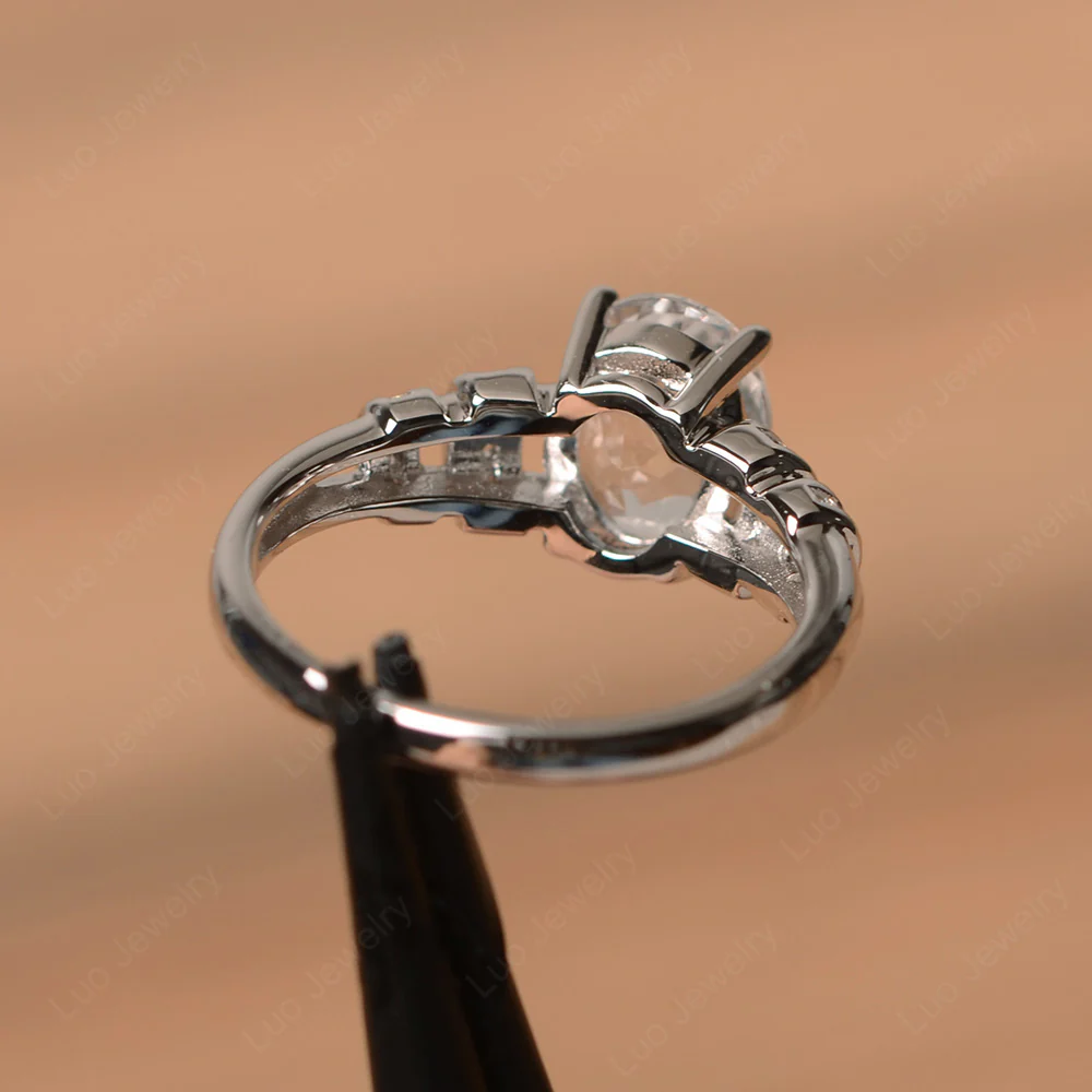 Oval Cut White Topaz Promise Ring - Image 3