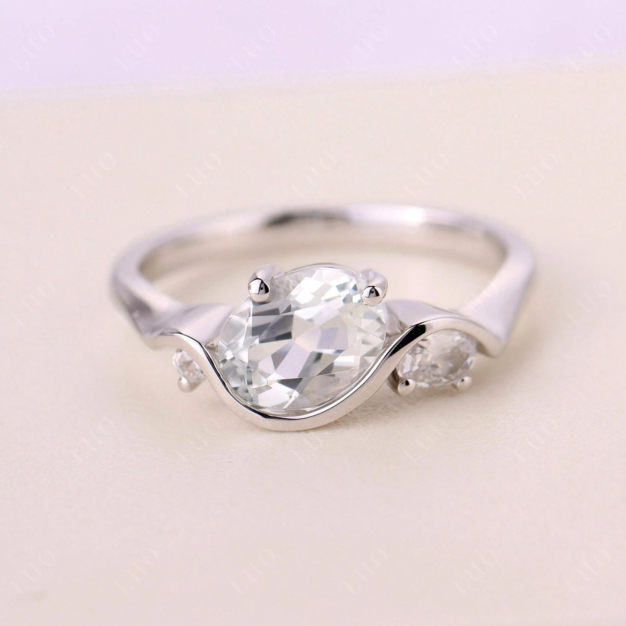 White Topaz Wave Ring - Image 10