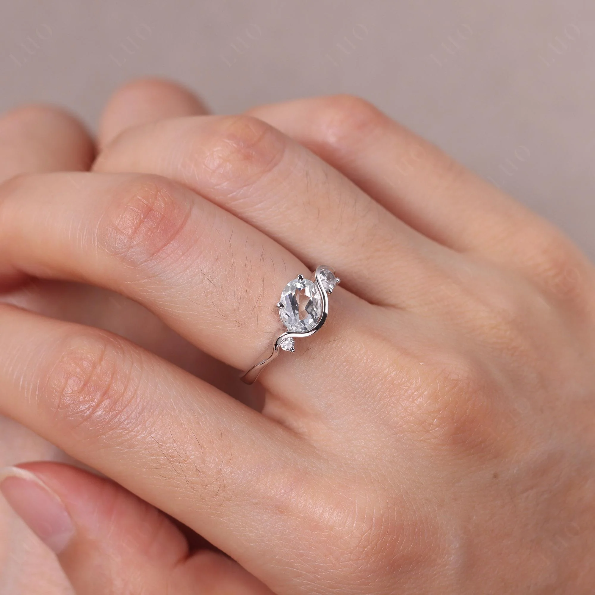 White Topaz Wave Ring - Image 14