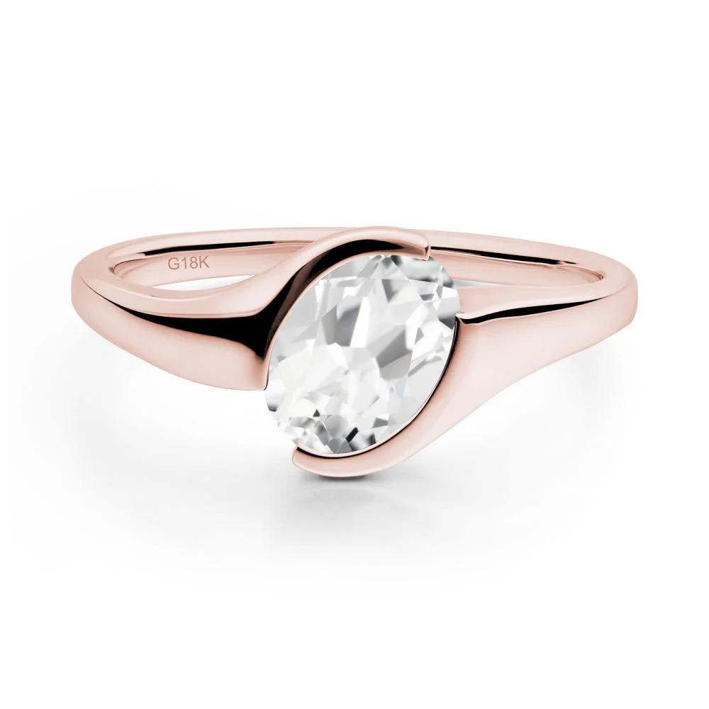 Oval Cut White Topaz Solitaire Bypass Ring - Image 2