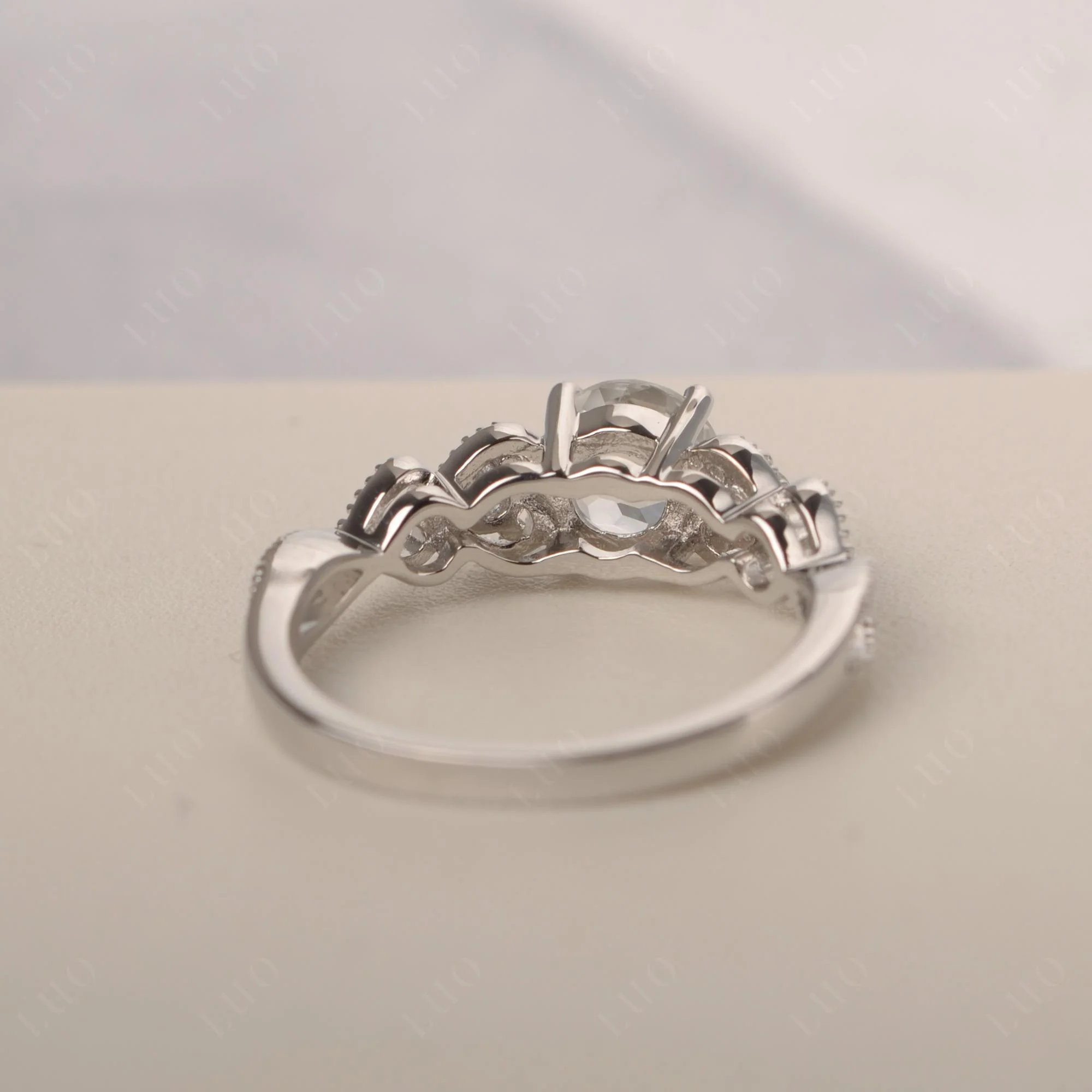 White Topaz Vintage Style Engagement Ring - Image 13