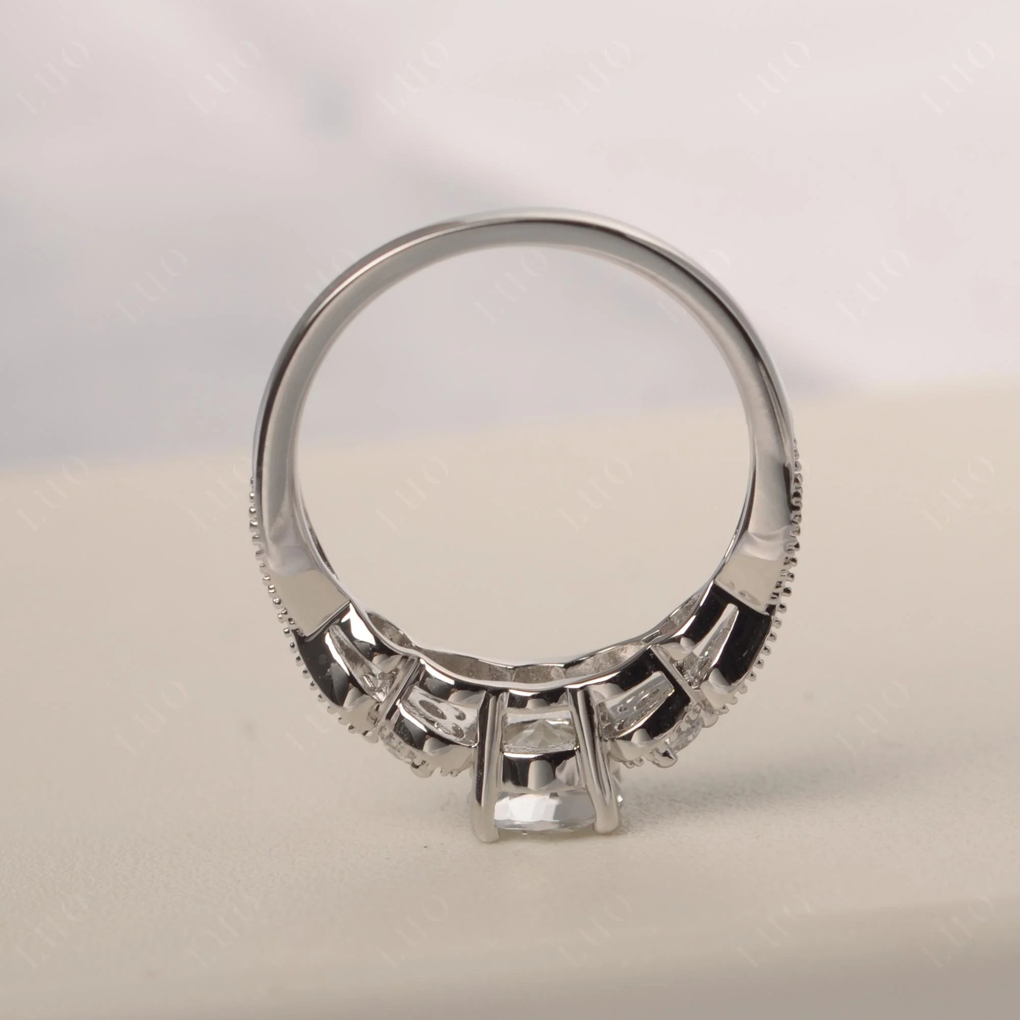 White Topaz Vintage Style Engagement Ring - Image 14