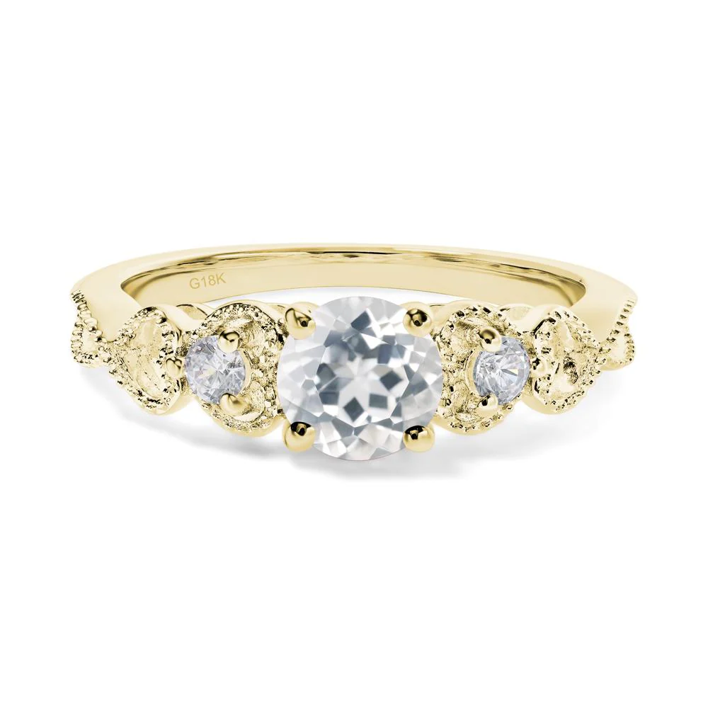 White Topaz Vintage Style Engagement Ring - Image 8