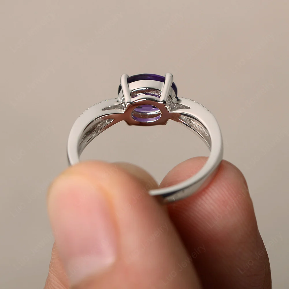 Oval East West Amethyst Engagement Ring - Image 2