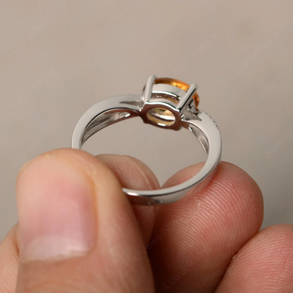 Oval East West Citrine Engagement Ring - Image 2