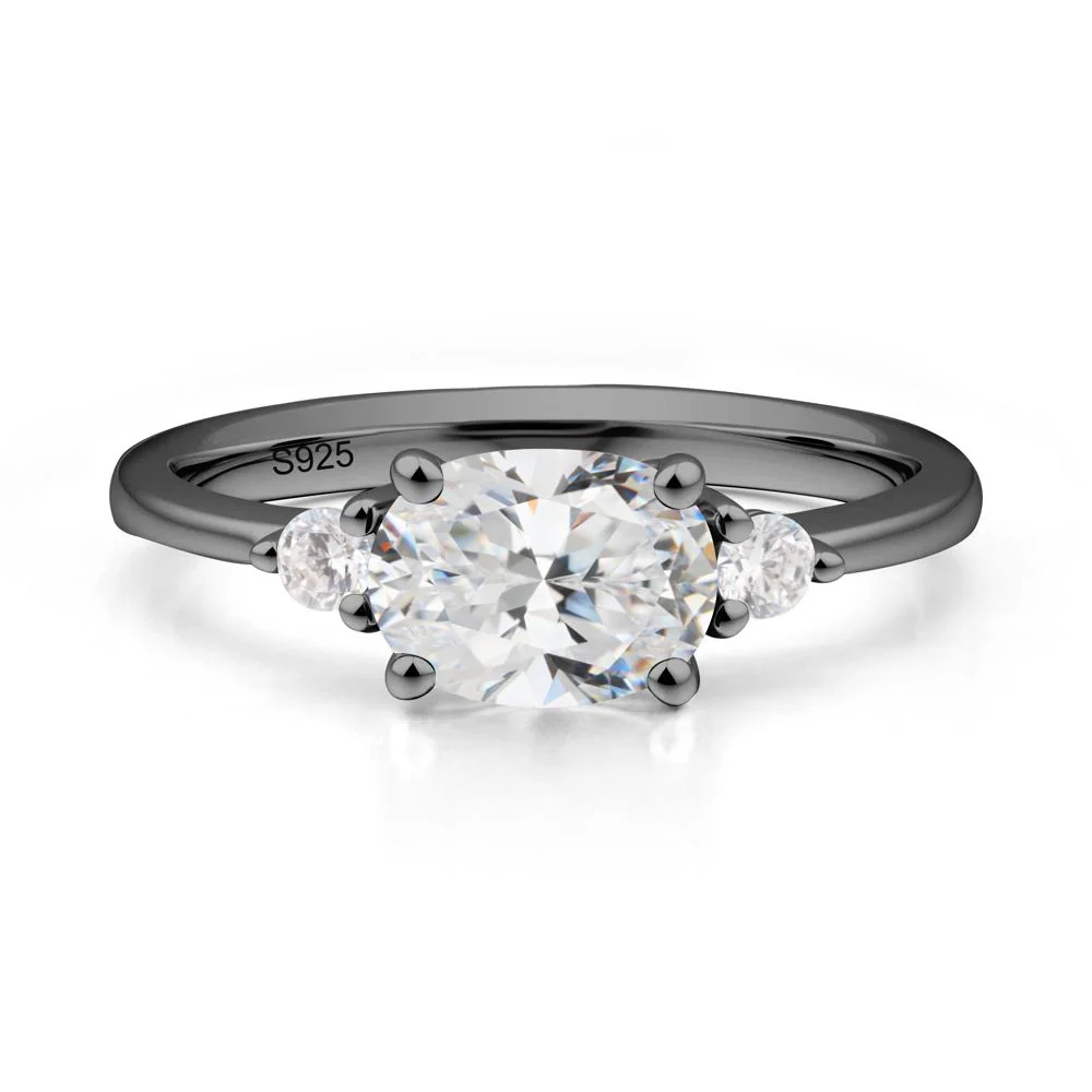 Oval East West Cubic Zirconia Trilogy Ring