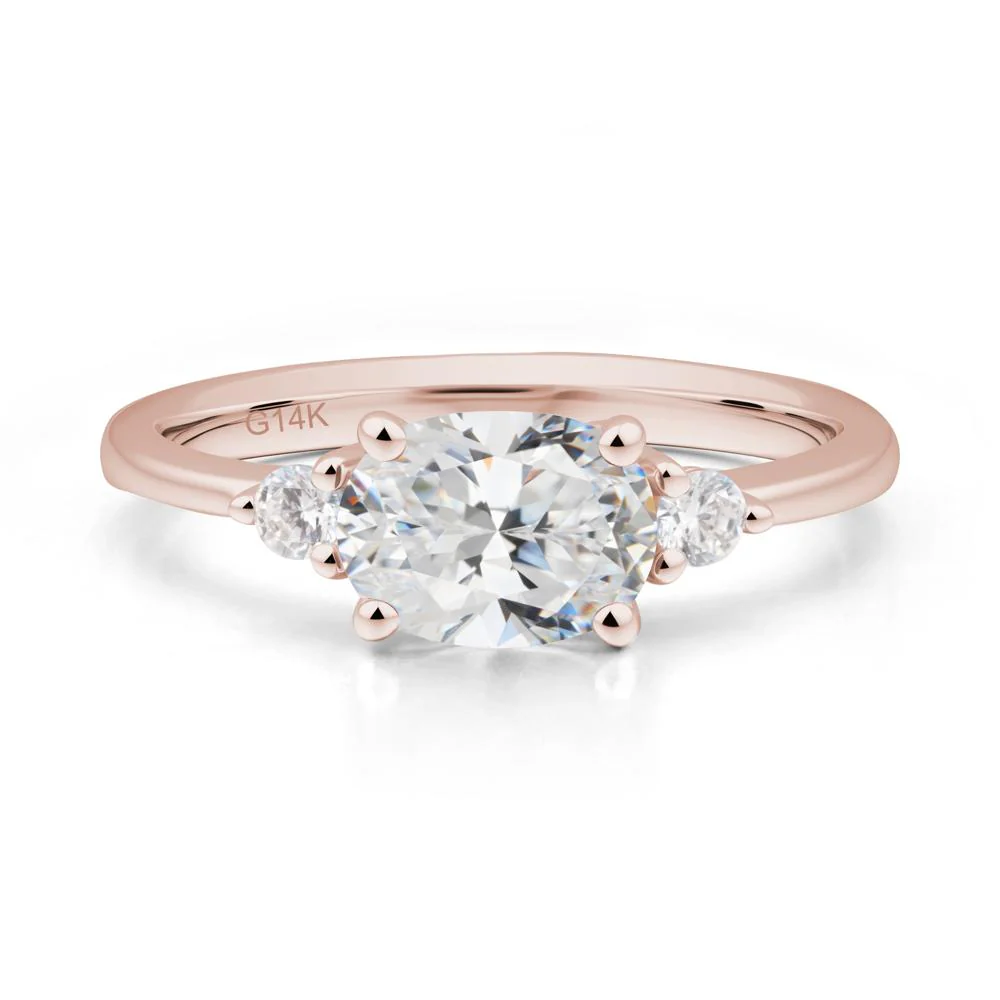 Oval East West Cubic Zirconia Trilogy Ring - Image 2