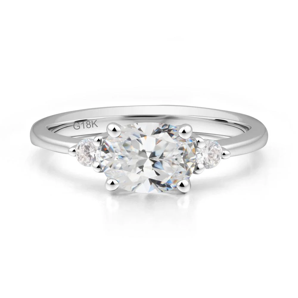 Oval East West Cubic Zirconia Trilogy Ring - Image 6