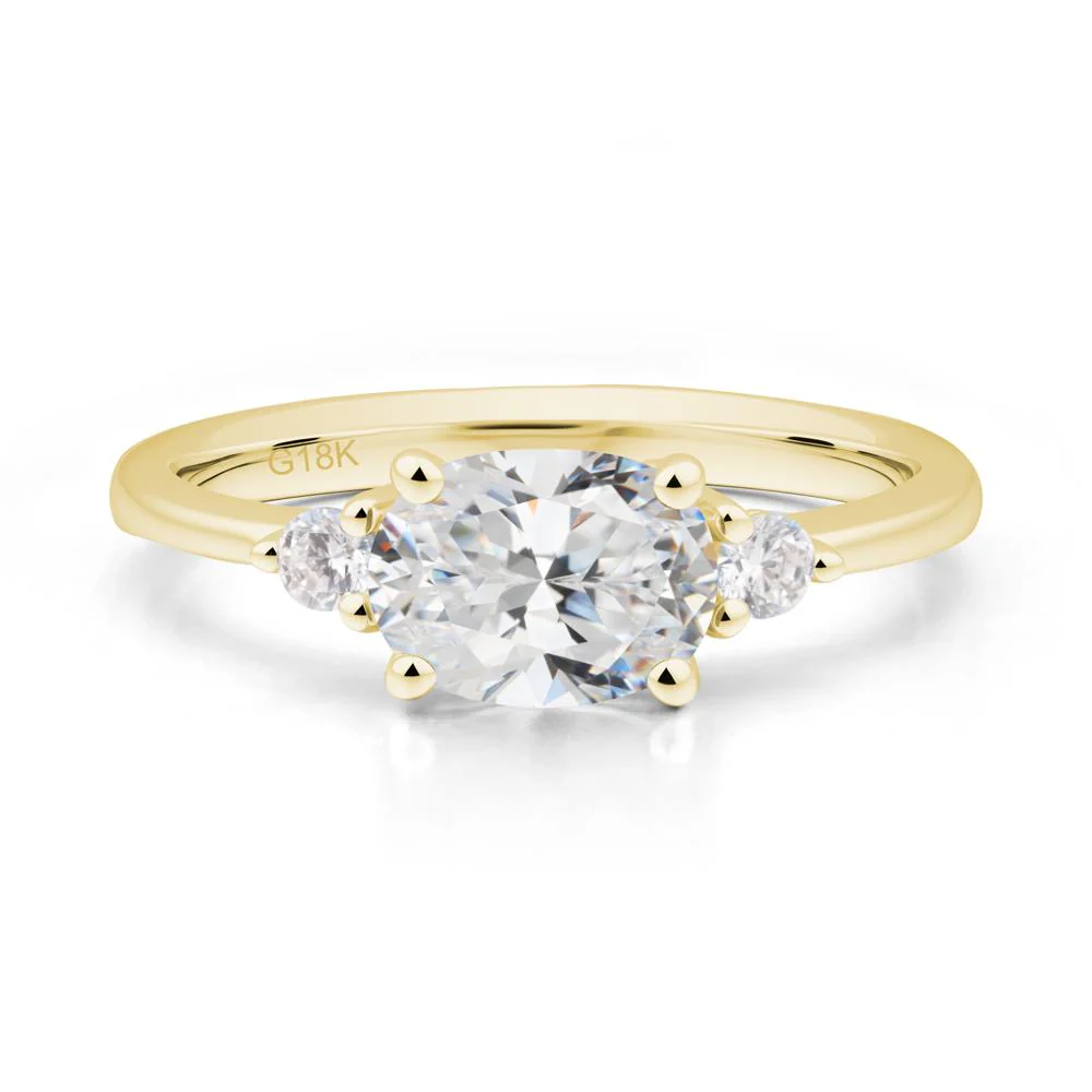 Oval East West Cubic Zirconia Trilogy Ring - Image 7