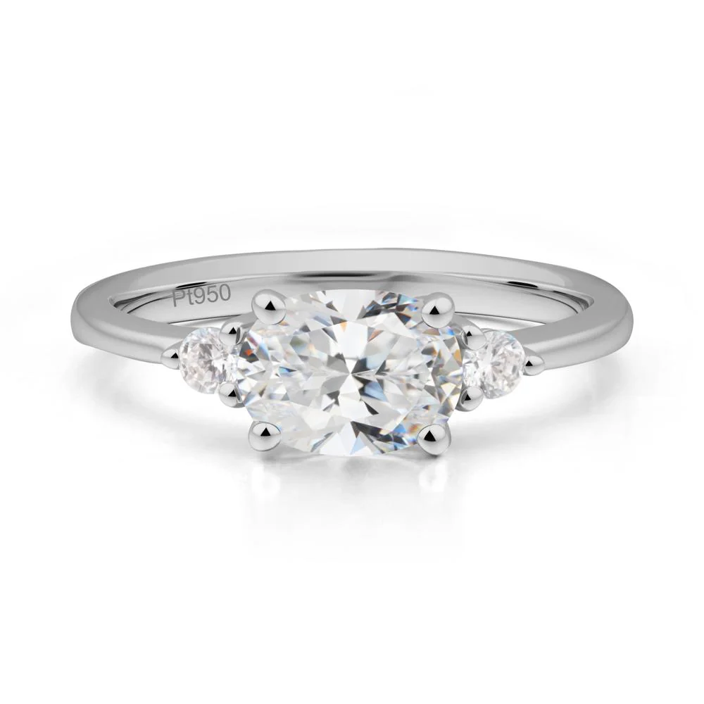 Oval East West Cubic Zirconia Trilogy Ring - Image 8