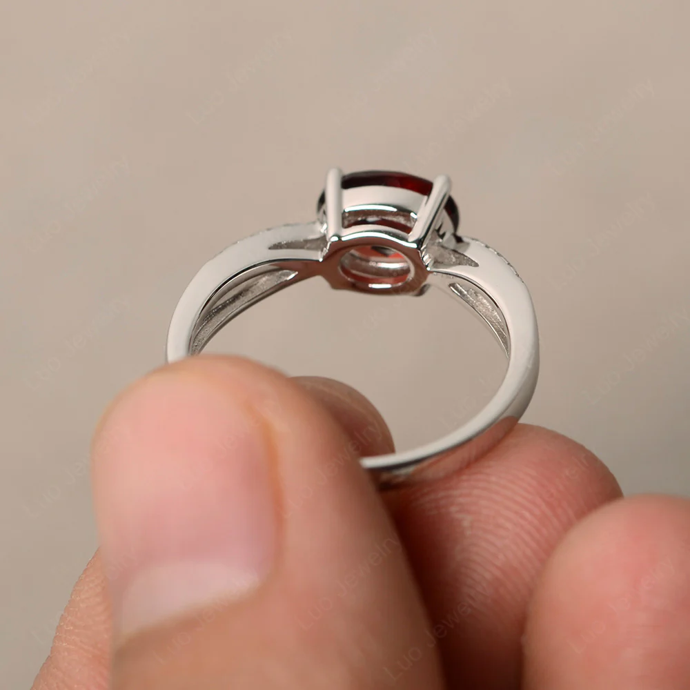 Oval East West Garnet Engagement Ring - Image 2