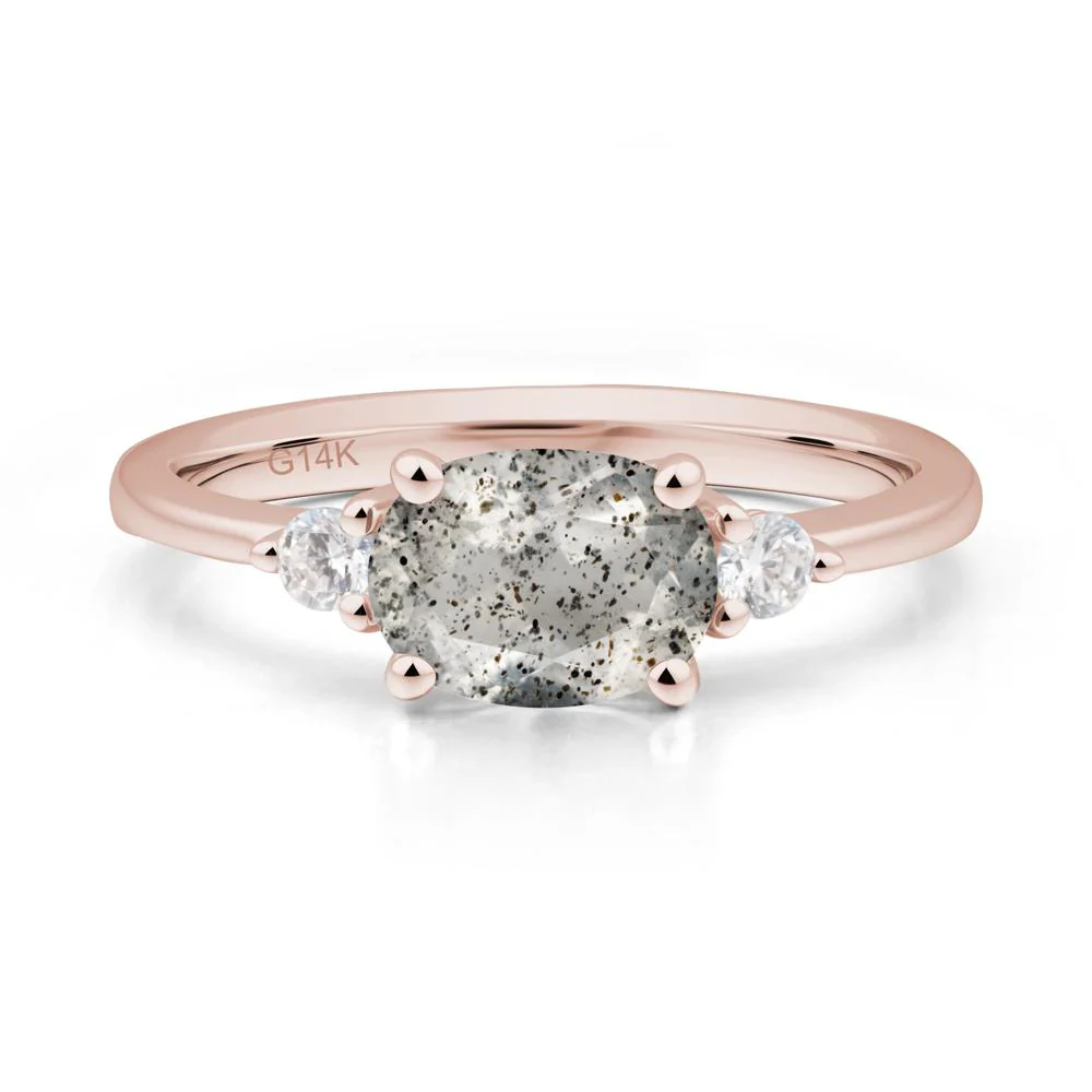 Oval East West Herkimer Diamond Trilogy Ring
