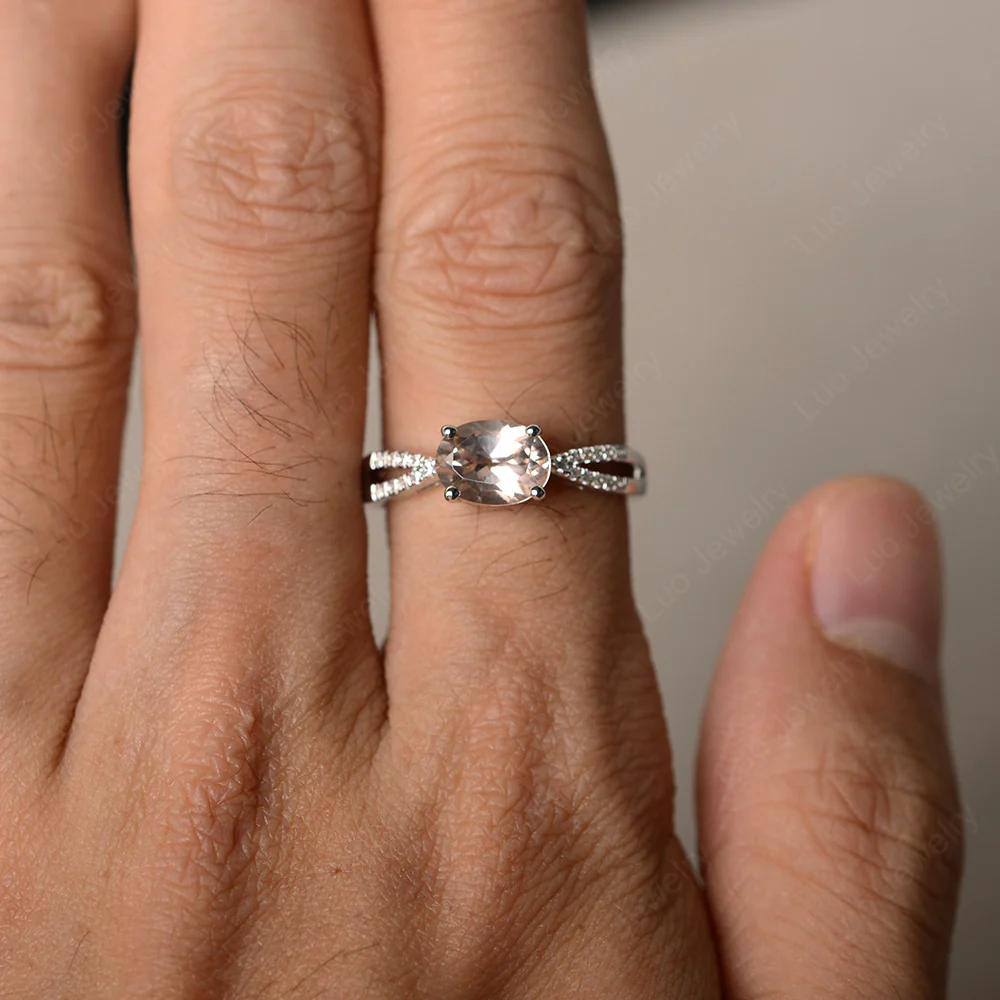 Oval East West Morganite Engagement Ring - Image 3