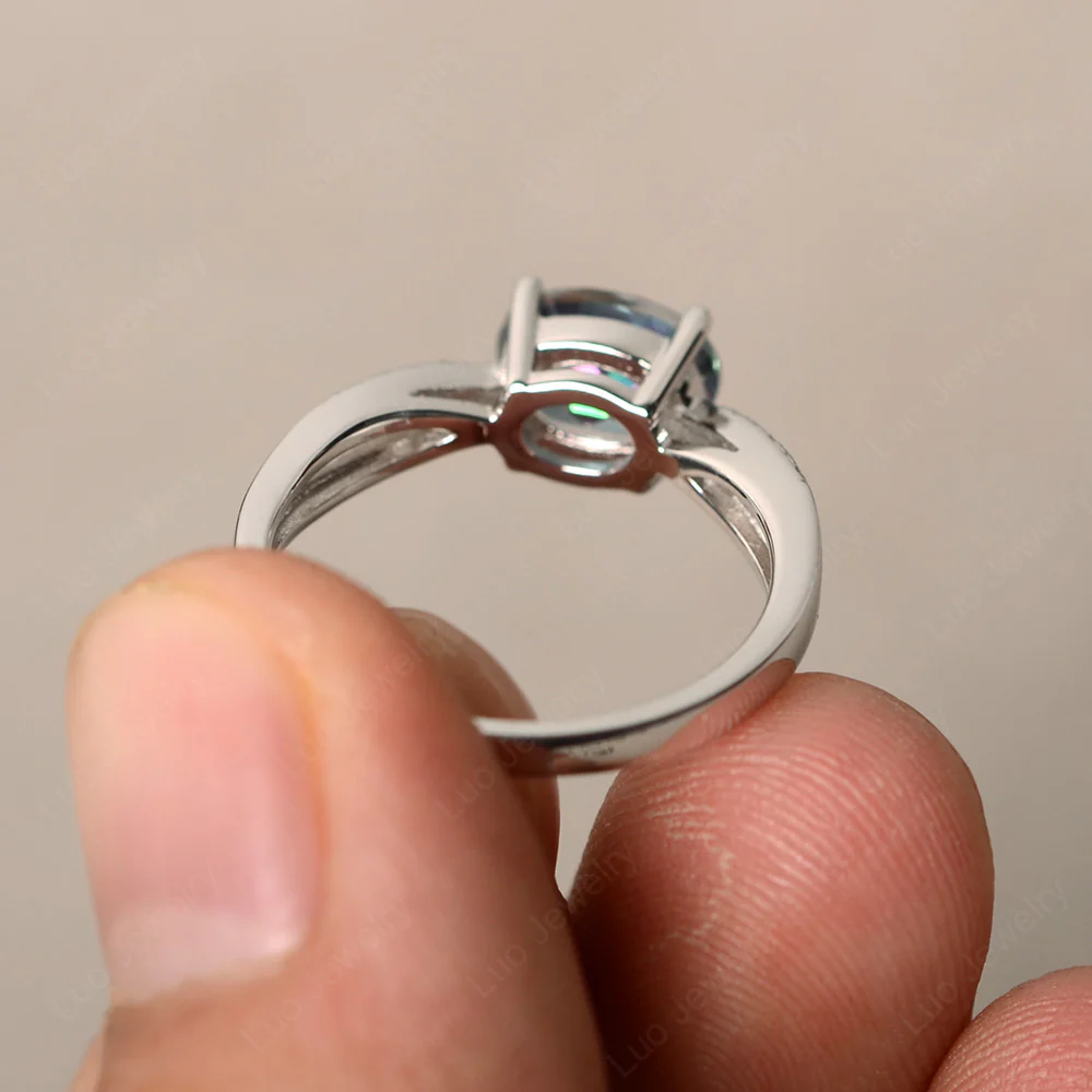Oval East West Mystic Topaz Engagement Ring - Image 2