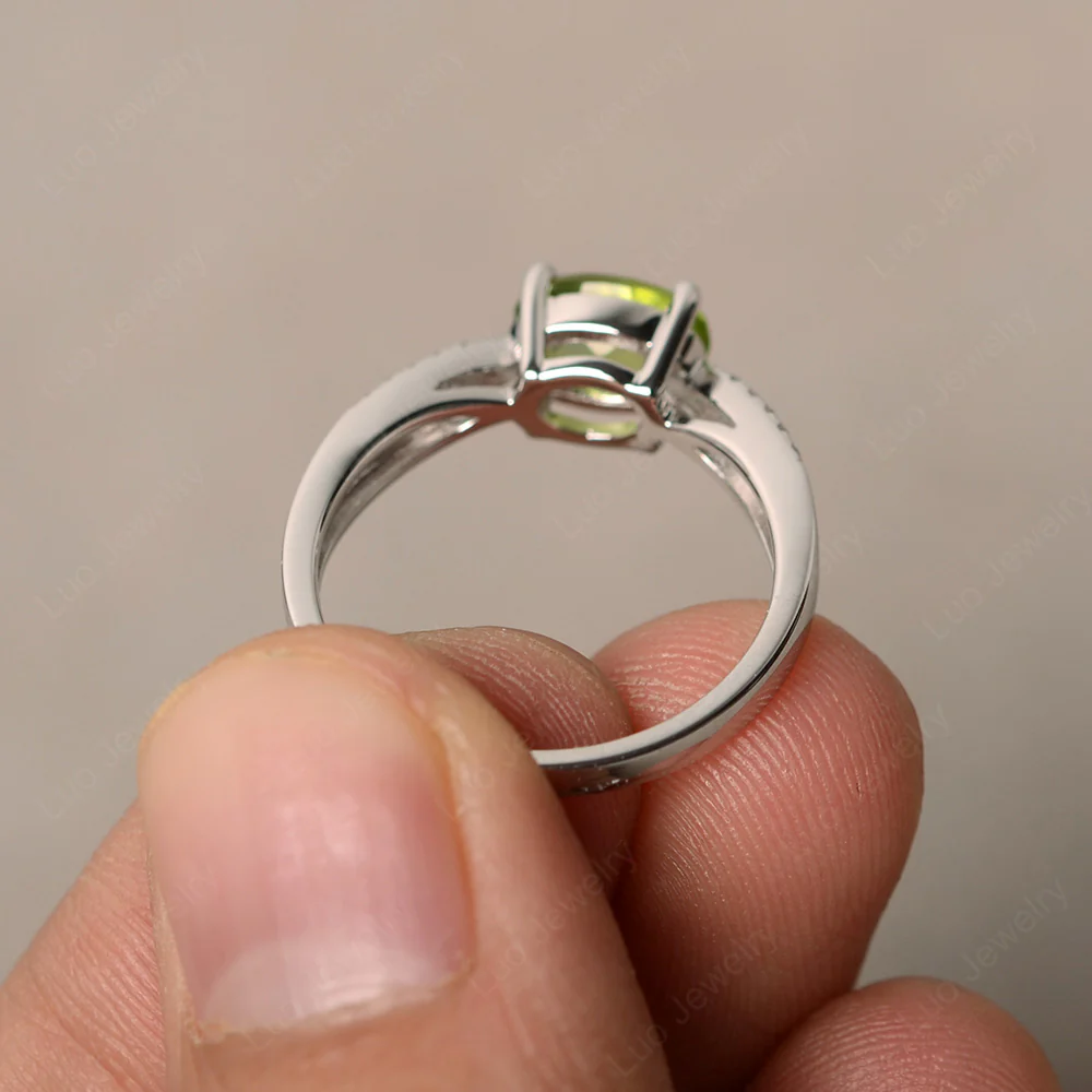 Oval East West Peridot Engagement Ring - Image 2