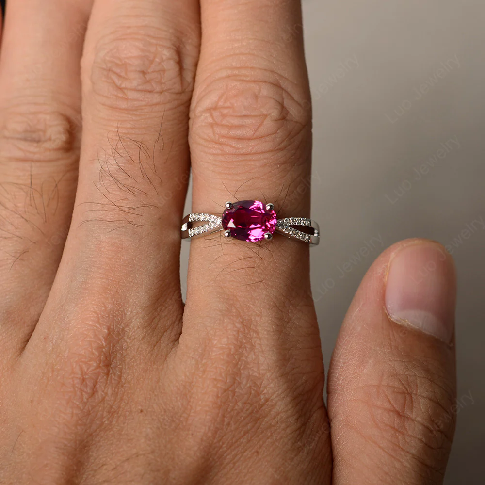 Oval East West Ruby Engagement Ring - Image 3