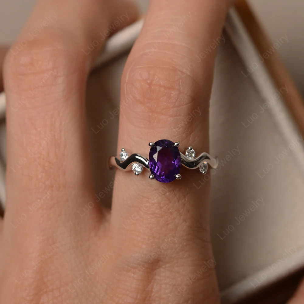 Amethyst Twisty Engagement Ring - Image 4