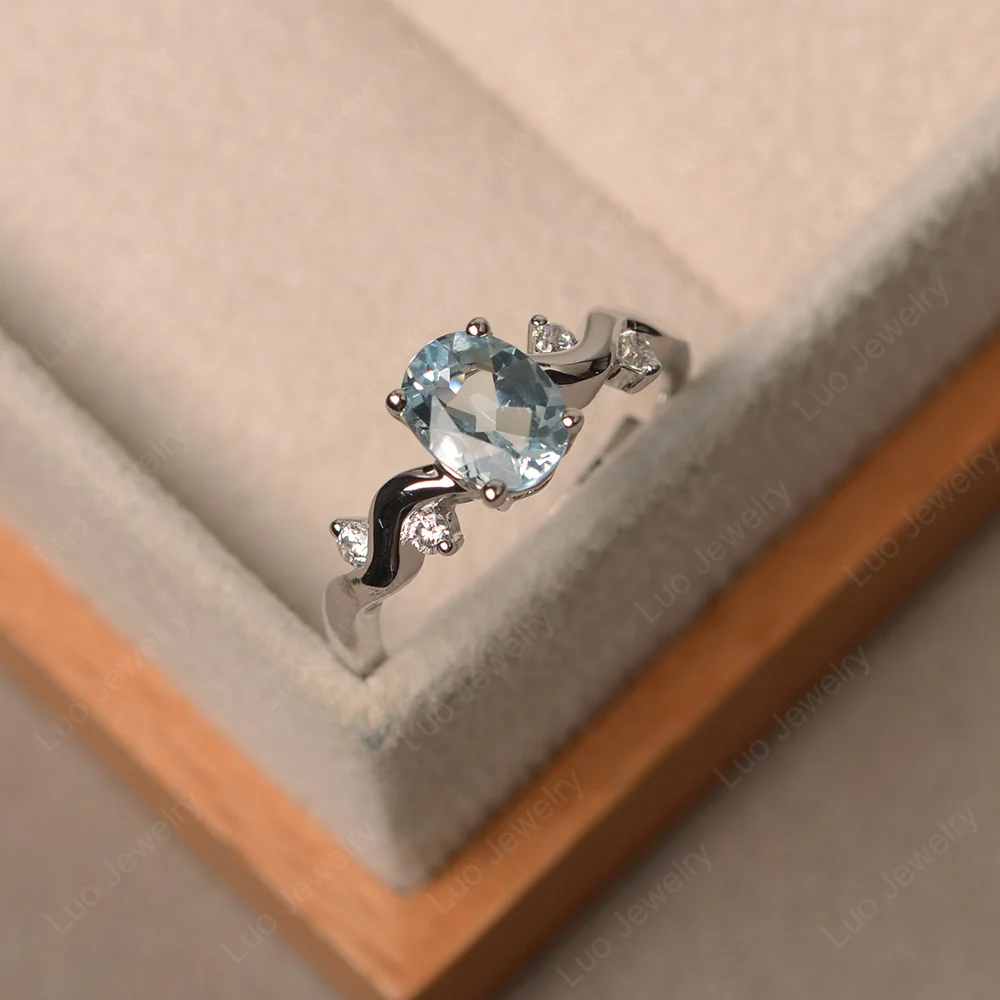 Aquamarine Twisty Engagement Ring