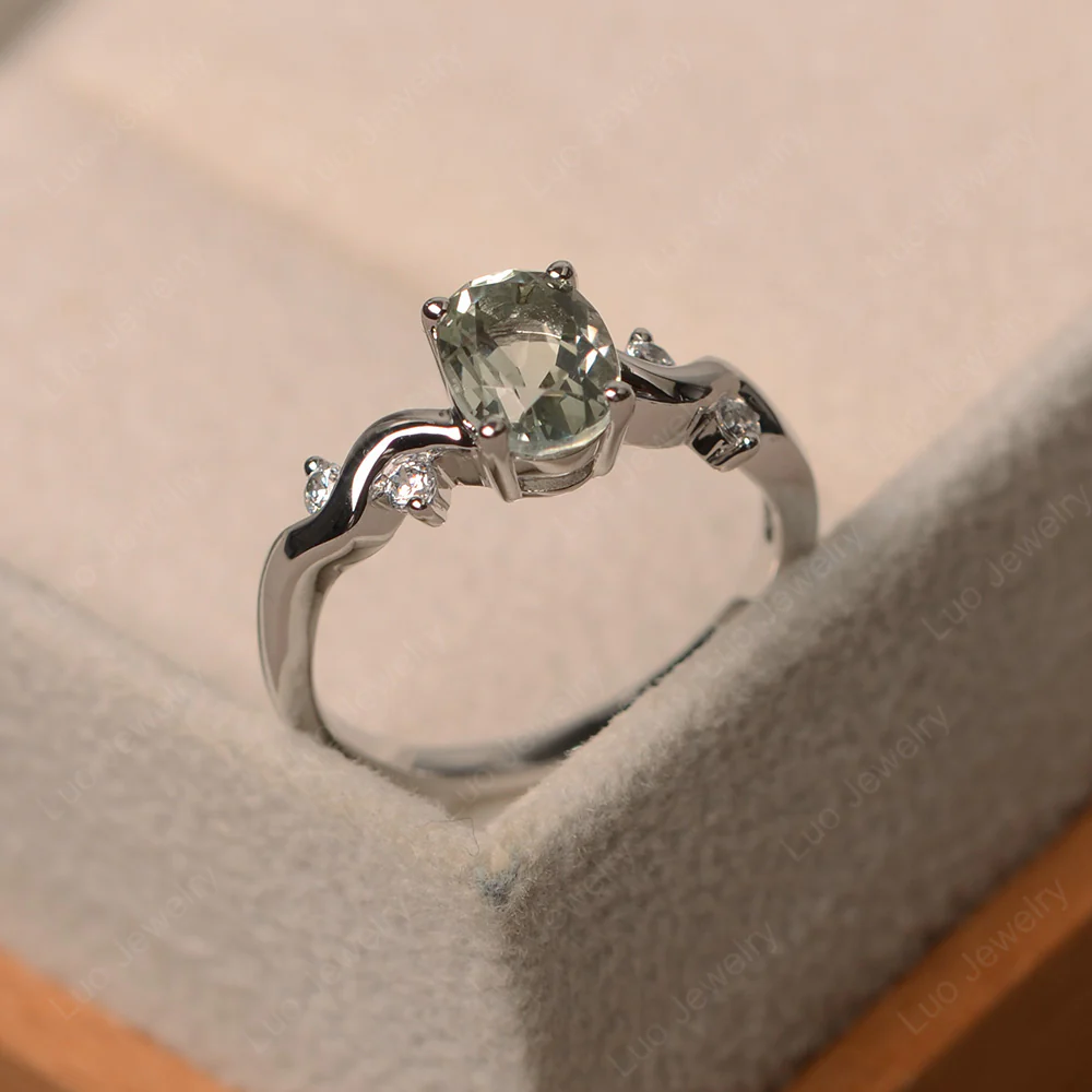 Green Amethyst Twisty Engagement Ring - Image 2