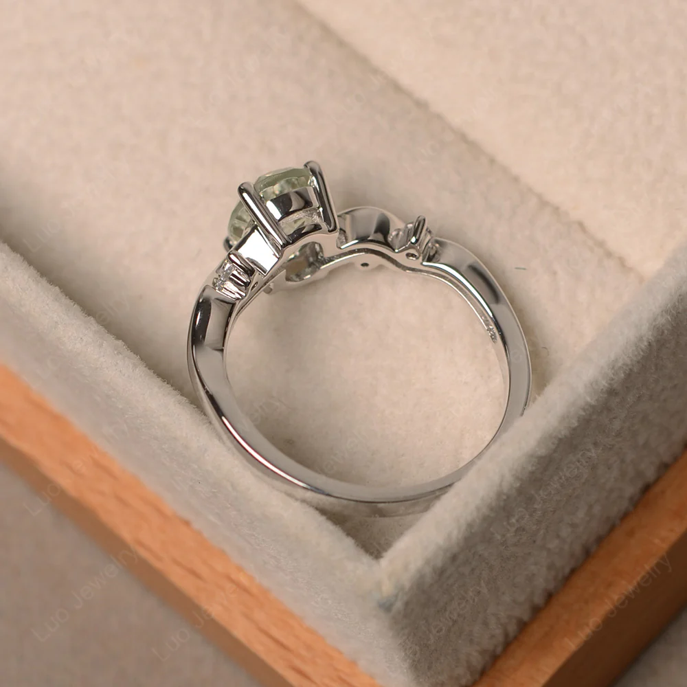 Green Amethyst Twisty Engagement Ring - Image 3