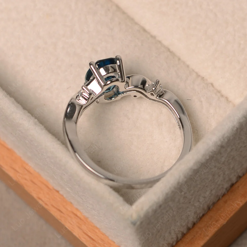 London Blue Topaz Twisty Engagement Ring - Image 3