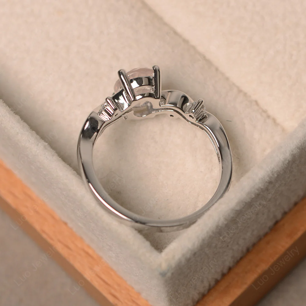 Rose Quartz Twisty Engagement Ring - Image 3