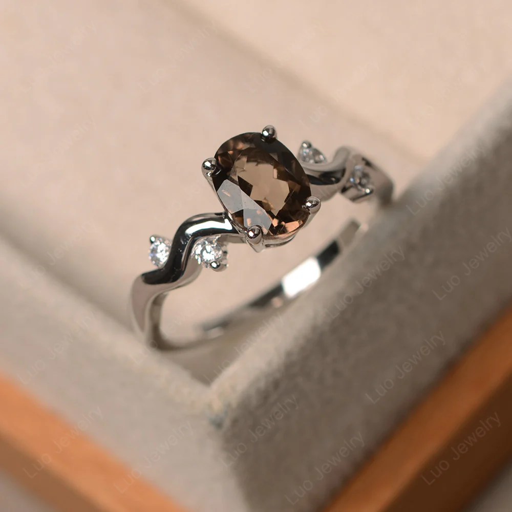 Smoky Quartz Twisty Engagement Ring - Image 2