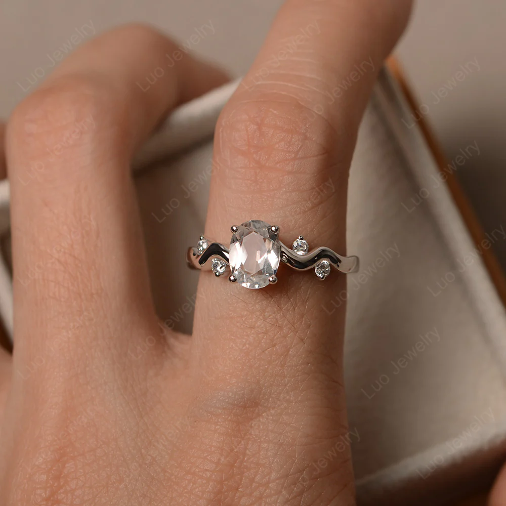White Topaz Twisty Engagement Ring - Image 4