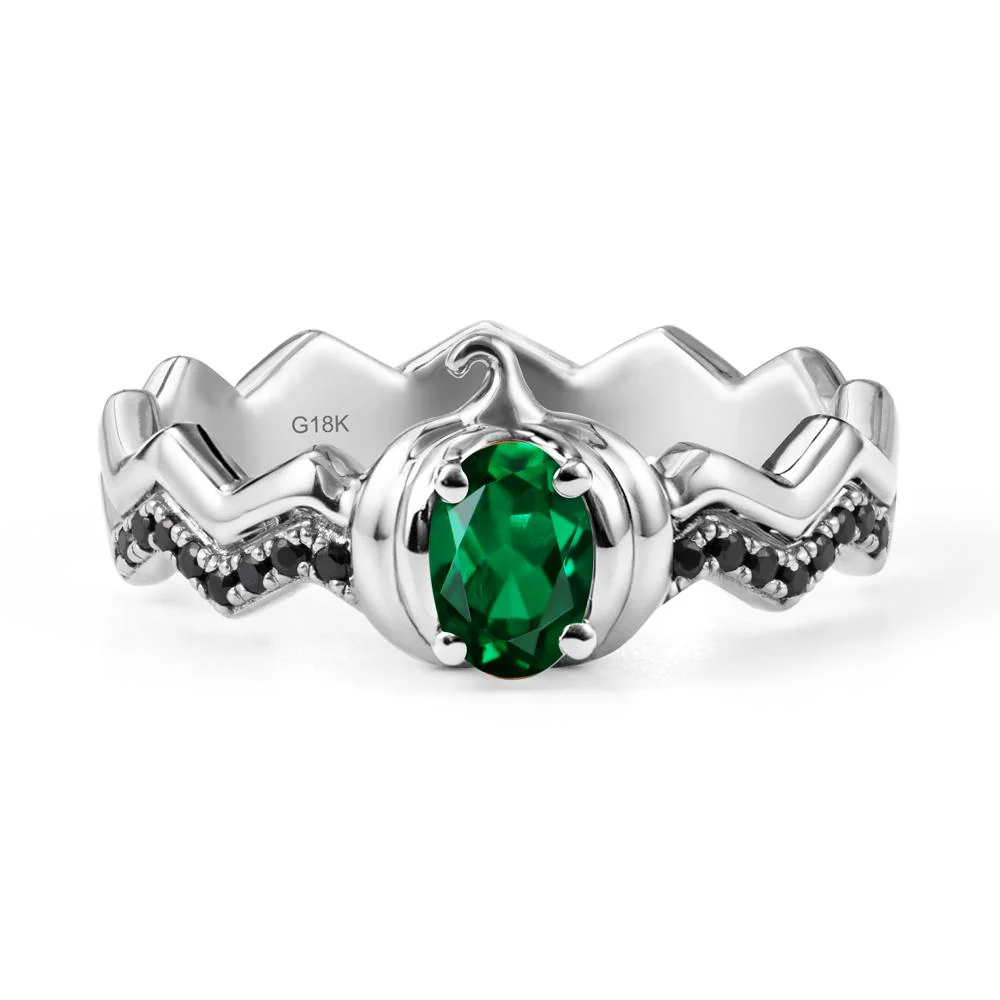 Oval Emerald and Black Spinel Pumpkin Ring - Image 5