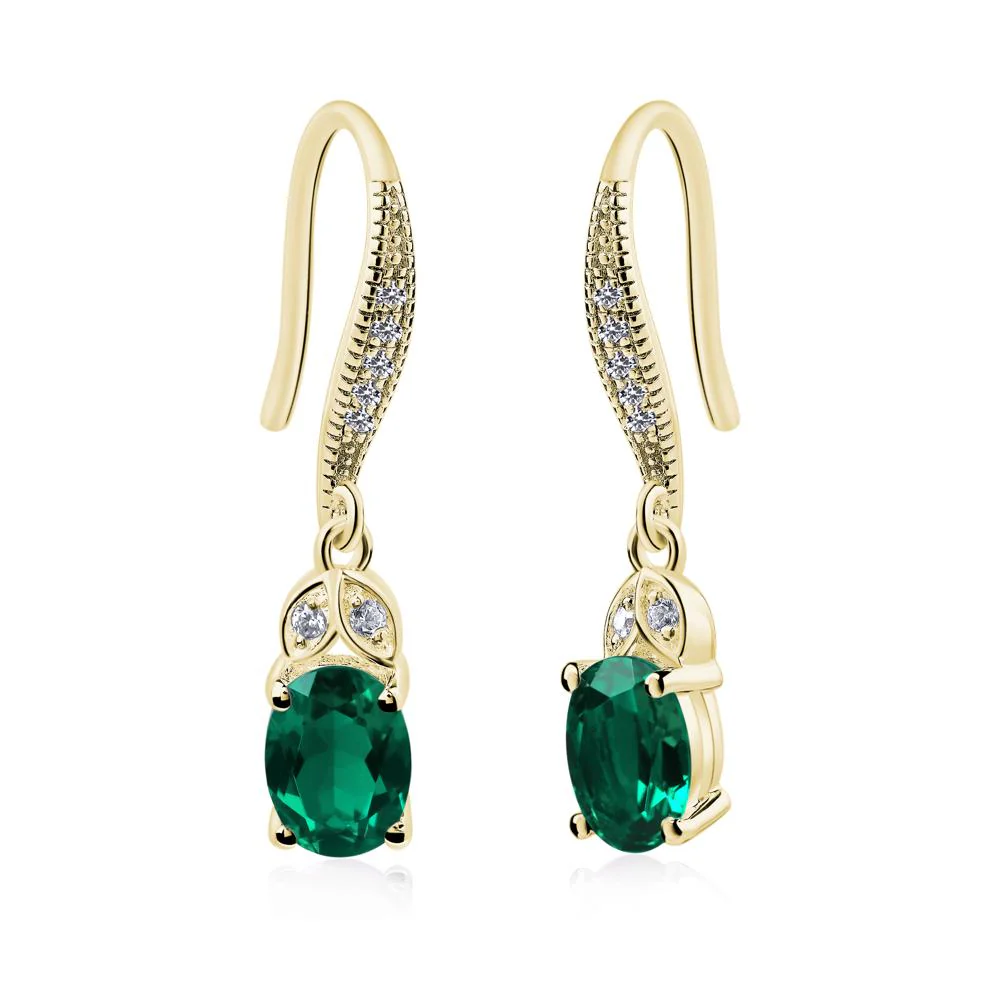 Oval Emerald Dangling Earrings - Image 7