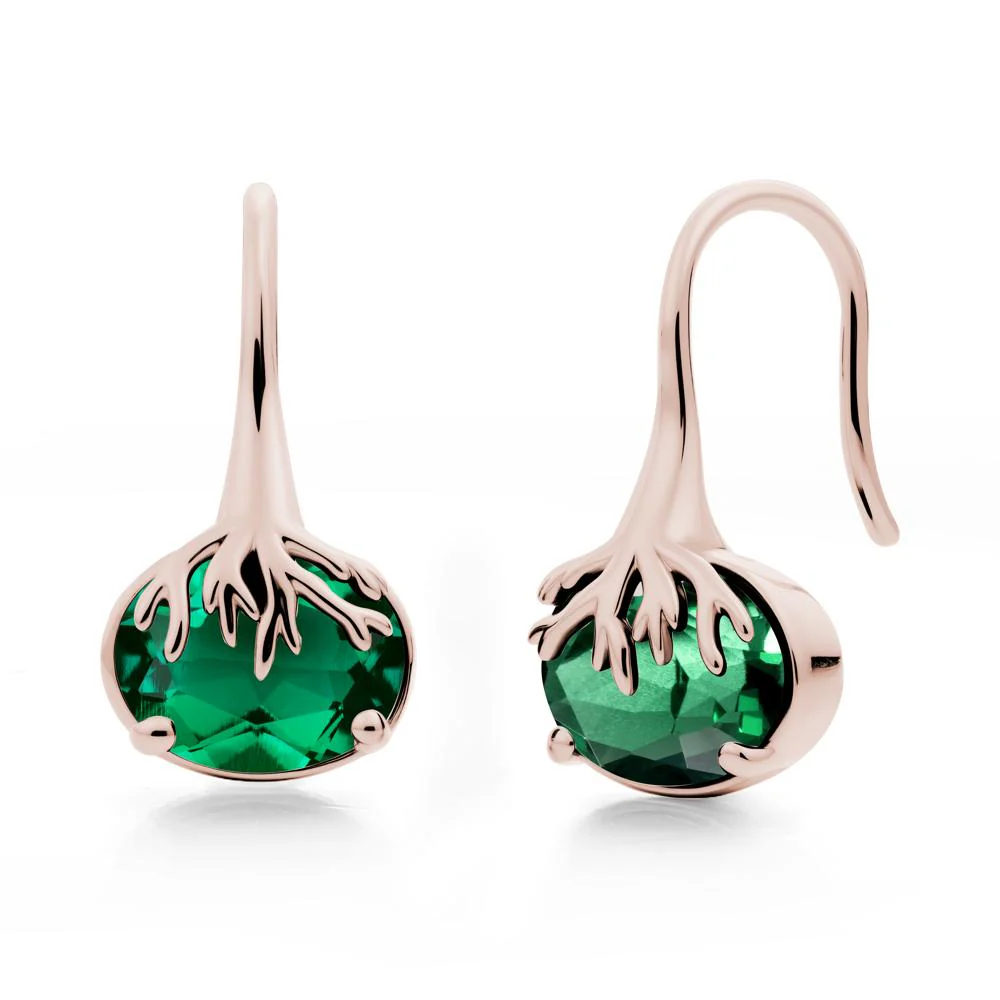 Oval Emerald French Hook Earrings