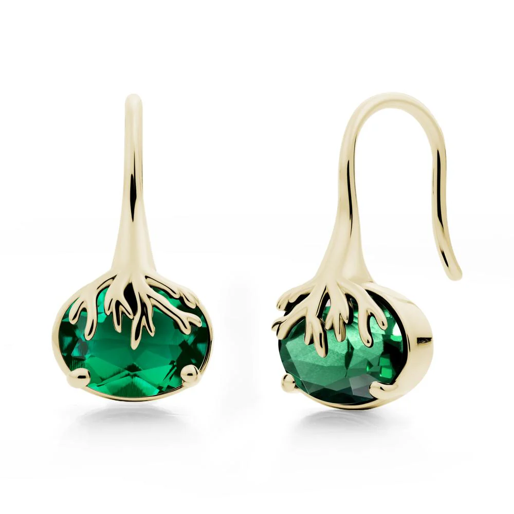 Oval Emerald French Hook Earrings - Image 5