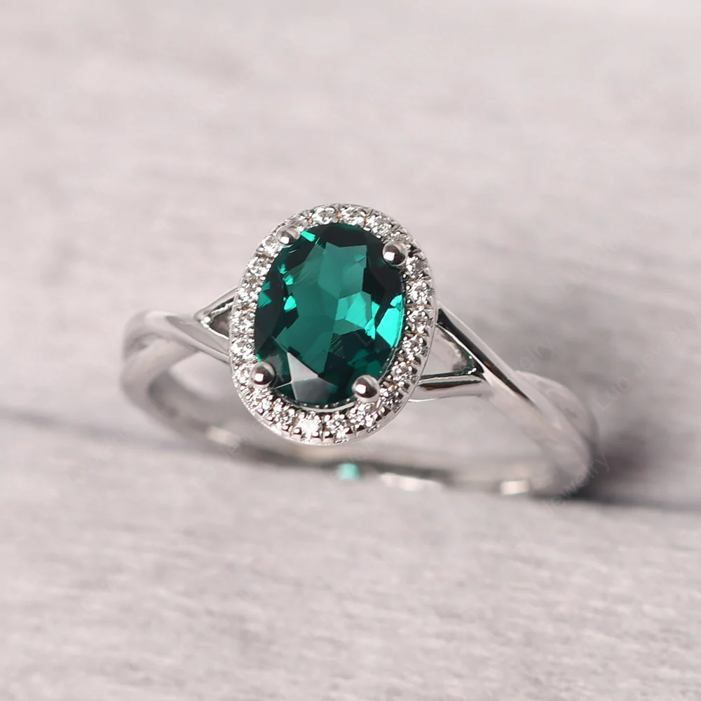 Emerald Oval Halo Engagement Ring - Image 2