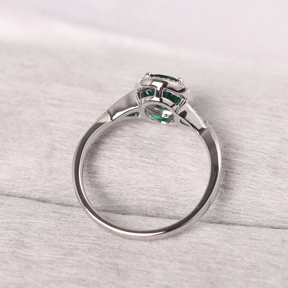 Emerald Oval Halo Engagement Ring - Image 3