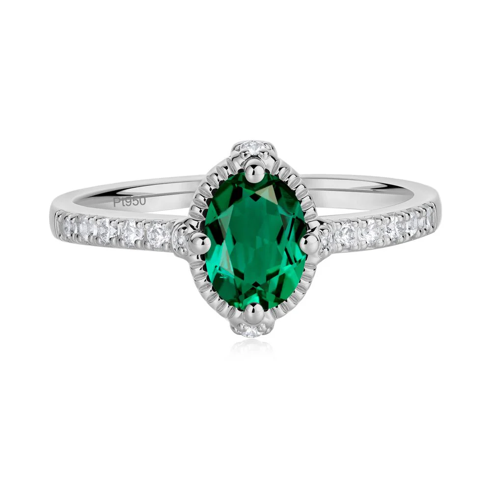 Oval Emerald Milgrain Halo Ring - Image 9