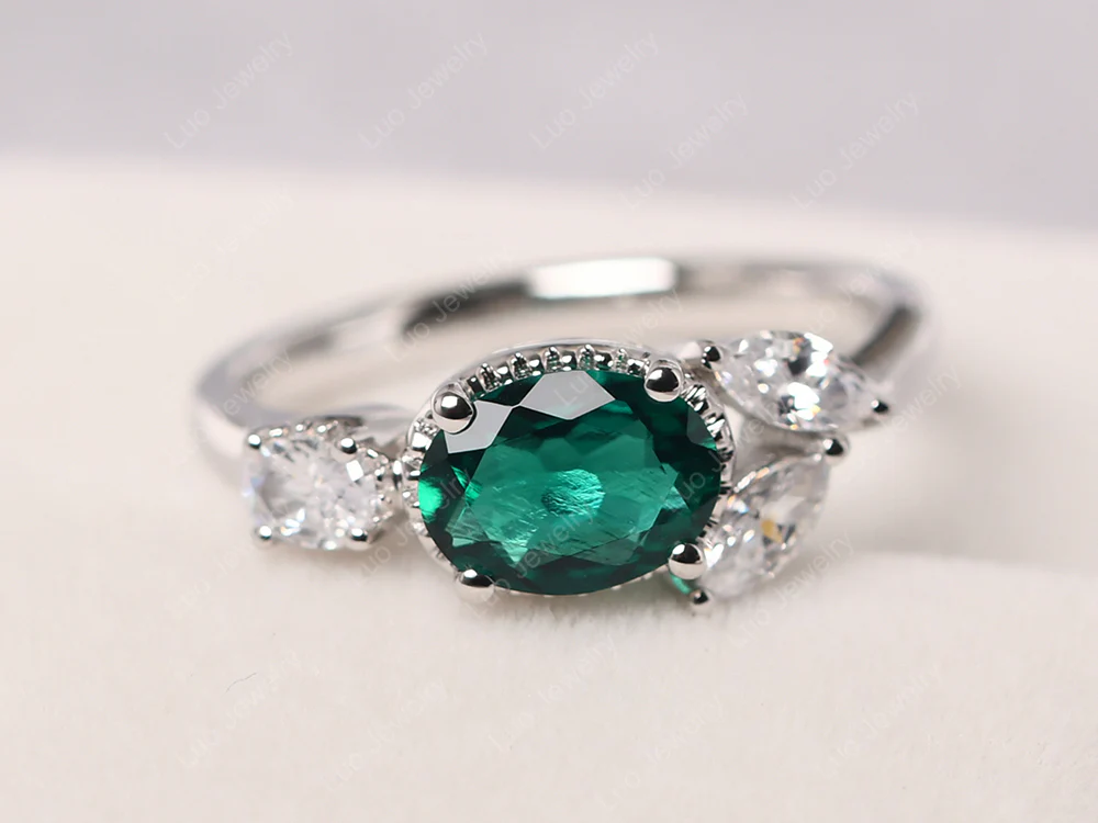 Oval Emerald Cluster Ring