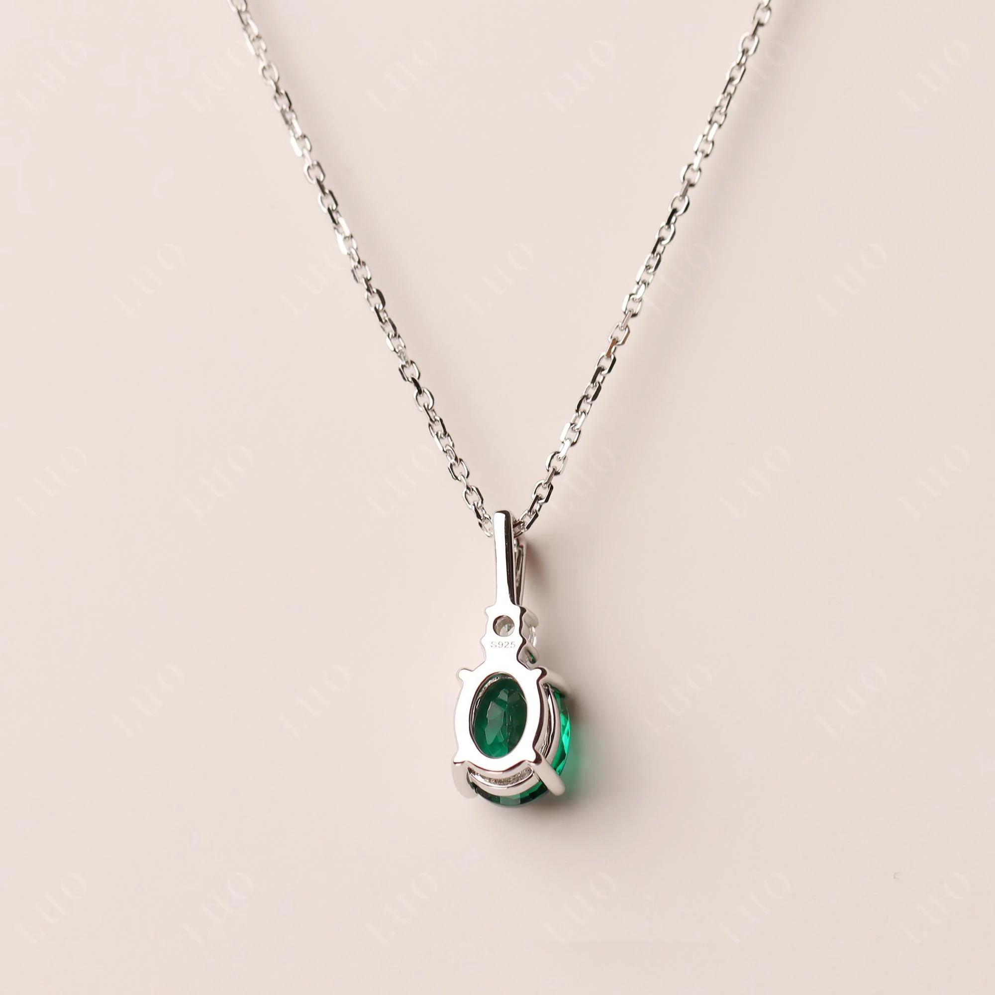 Simple Oval Emerald Necklace - Image 11