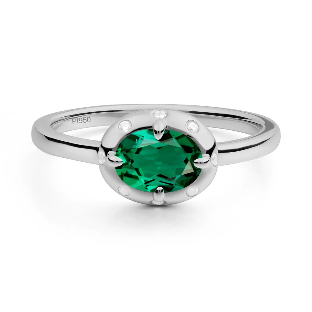 Oval Emerald Ring with Faux-Bezel Setting - Image 8