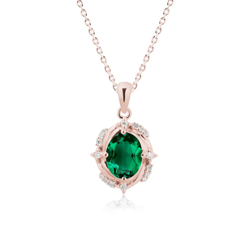 Oval Emerald Shooting Star Pendant Necklace - Image 4