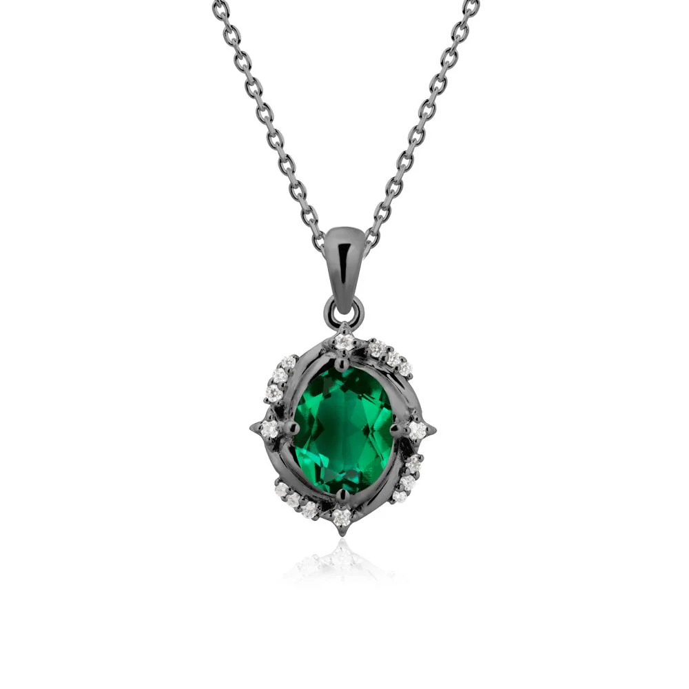 Oval Emerald Shooting Star Pendant Necklace - Image 7