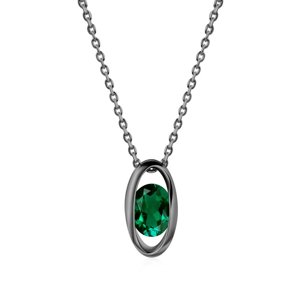 Oval Emerald Solitaire Necklace - Image 2