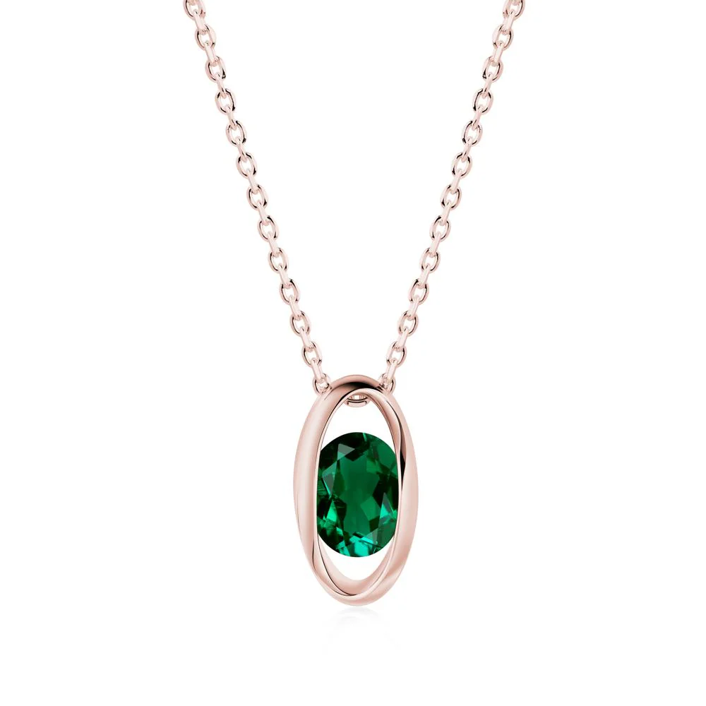 Oval Emerald Solitaire Necklace - Image 4