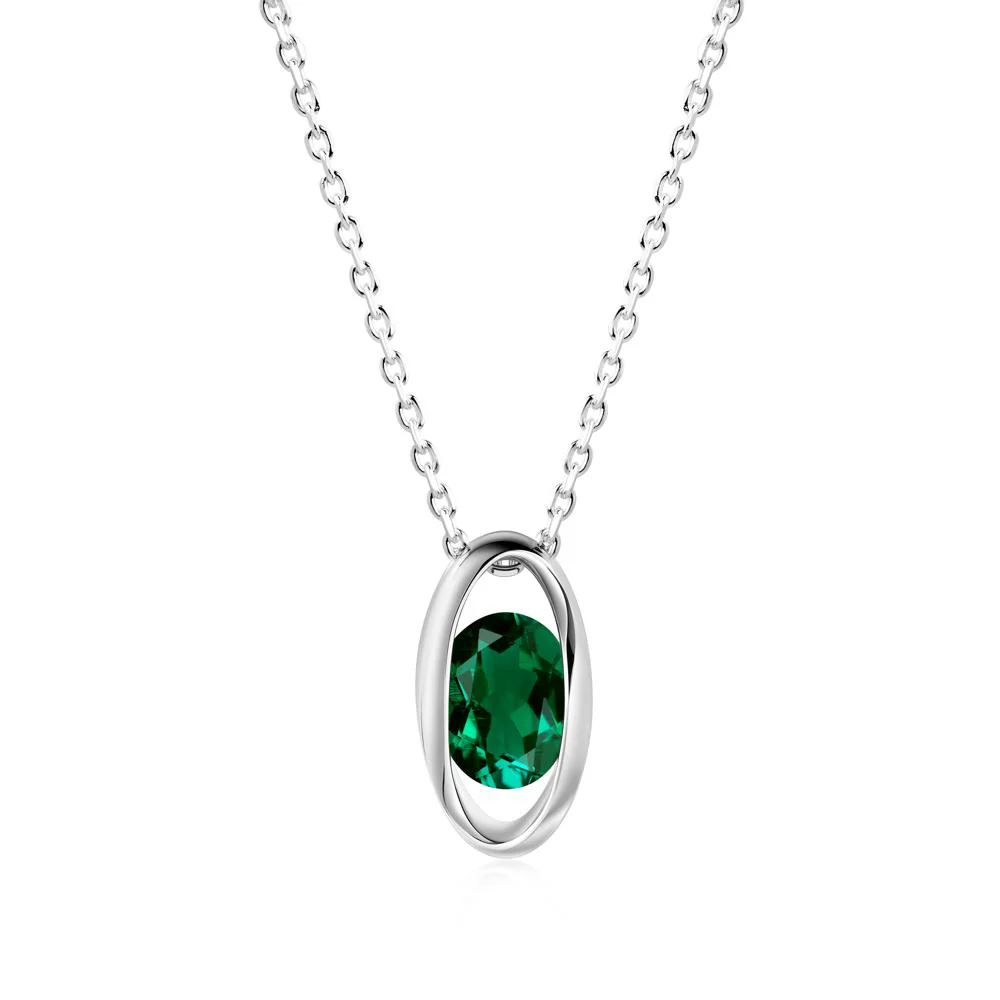 Oval Emerald Solitaire Necklace - Image 8