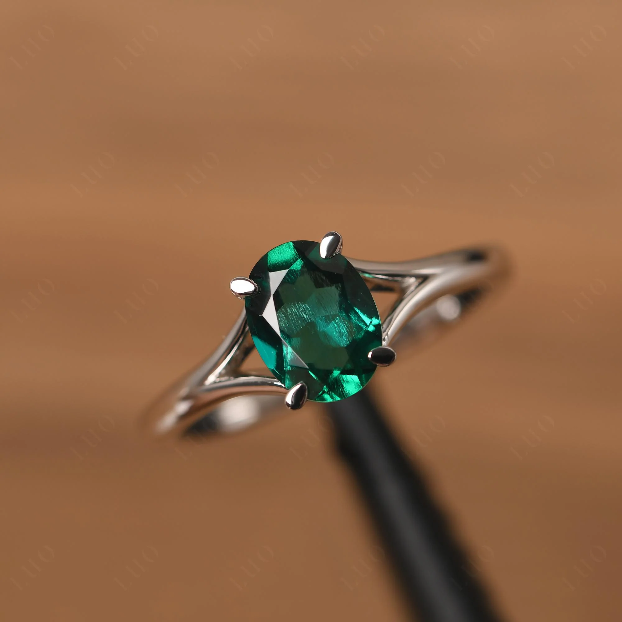 Emerald Split Shank Engagement Ring - Image 29